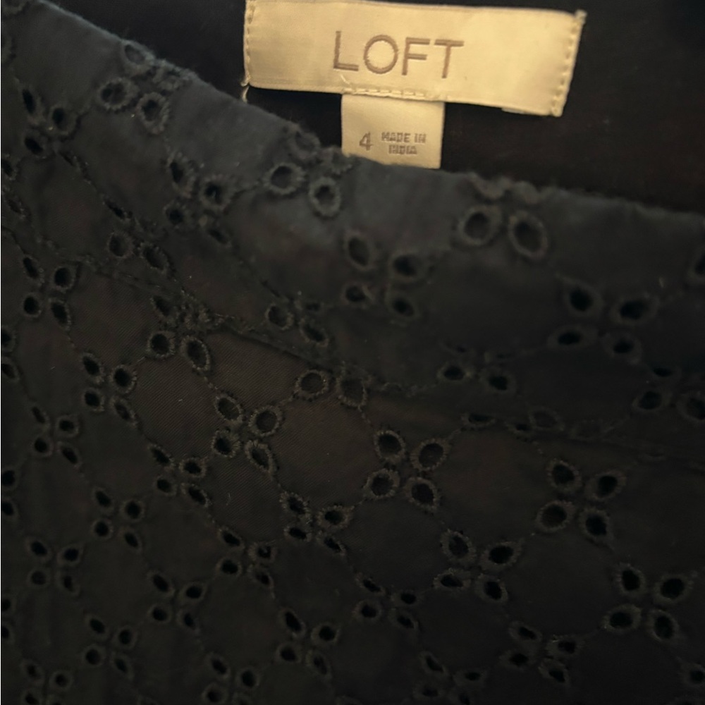 LOFT Women’s black cotton eyelet skirt cottage witchy fairy goth fitted layers - Picture 7 of 8